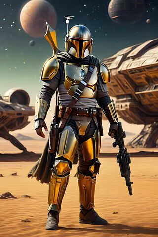 Mandalorian In Gold Armor