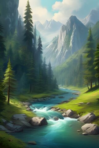 Serene Mountain Stream 🌲🏞️