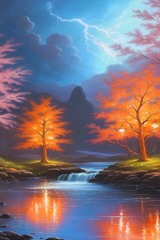 Mountains Sky Stream