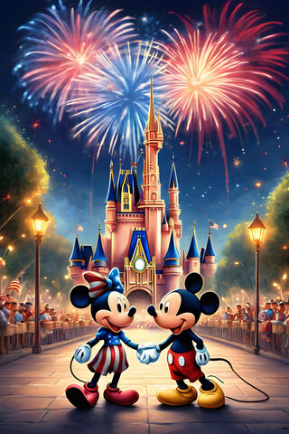 Mickey and Minnie Mouse..