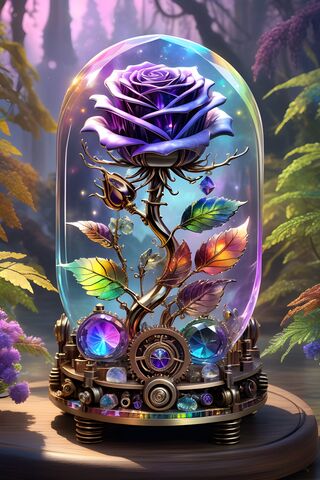 Magical Steampunk Purple Crystal Rose