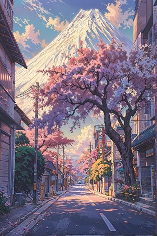Serenity at Mount Fuji: A Blossoming Journey' 🌸🏔️