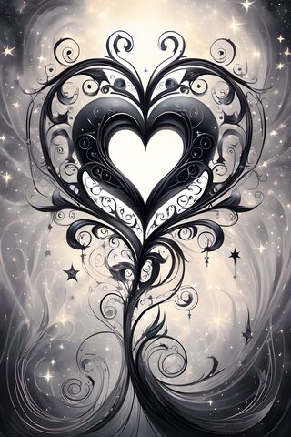 Monochrome Swirling Heart