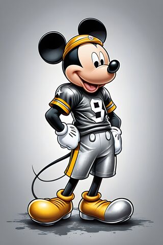 Mickey Mouse Wearing Steelers Jersey