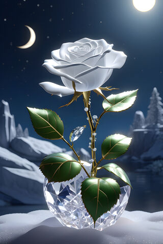Moonlit White Rose