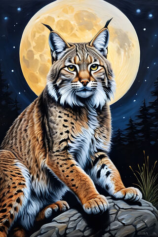 Majestic Lynx Under the Moon 🌕🐾