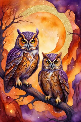 Mystical Owls Under the Moon 🌙🦉