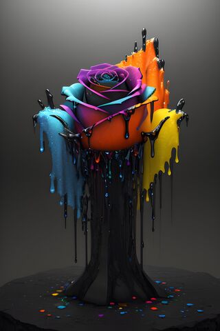 Dripping Colors: A Vibrant Rose 🌹🎨