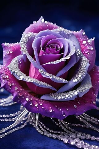 Magenta To Periwinkle Colored Rose With Diamonds