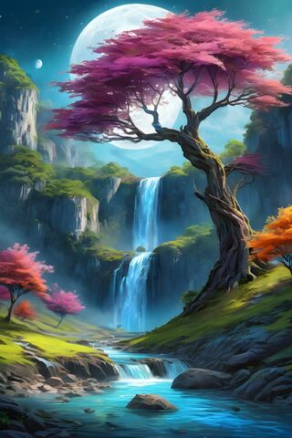 Enchanted Waterfall 🌌🌸