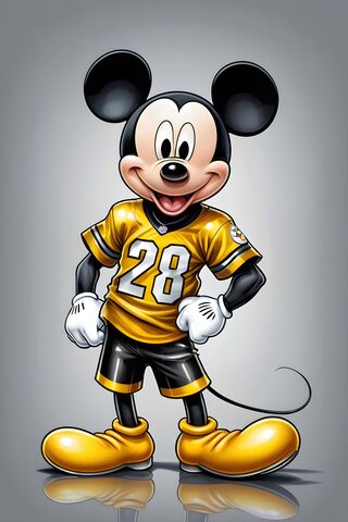 Mickey Mouse Wearing Steelers Jersey