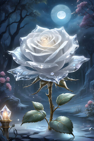 Moonlit White Rose