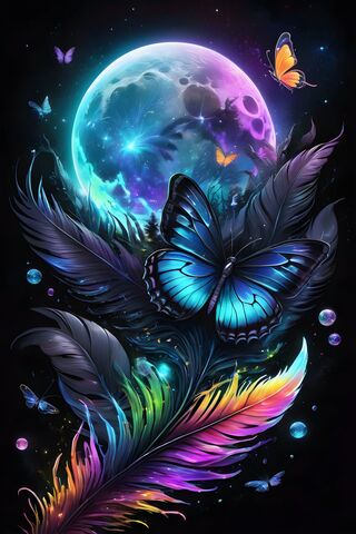 Neon Butterfly's & Feathers