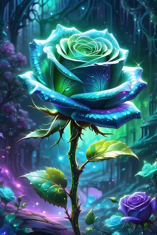 Neon Green Purple Rose