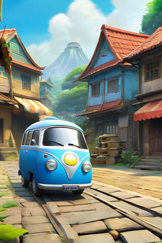 Charming Blue Van in a ..