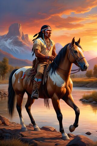 Native American & His Horse