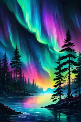 Northern Lights At The Lake