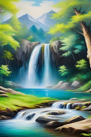 Serene Mountain Waterfall 🌊🏞️