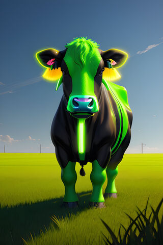 Neon Cow in a Vibrant F..