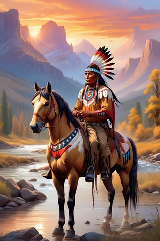 Native American & His Horse