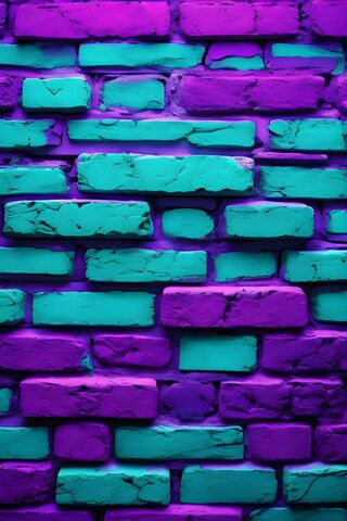Neon Teal Purple Brick