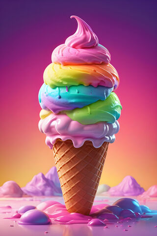 Neon Ice Cream Cone