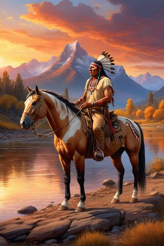 Native American & His Horse