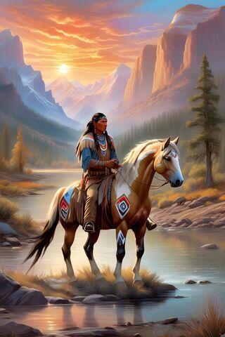 Native American & His Horse
