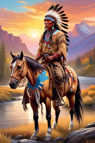 Native American & His Horse