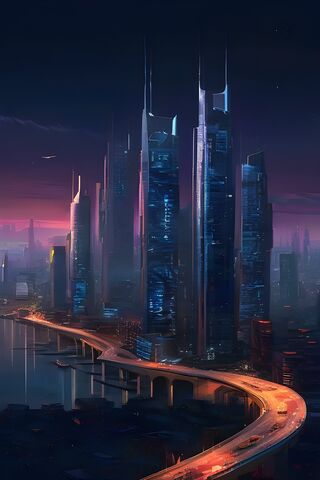 Futuristic Cityscape at Dusk 🌆✨