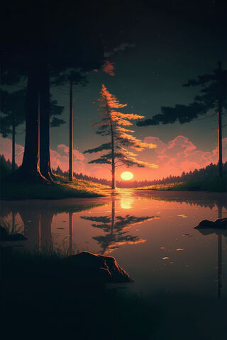 Serene Sunset Reflectio..
