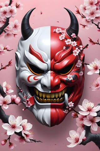Oni Mask & Cherry Blossom