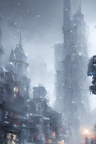 Futuristic Winter Cityscape ❄️🏙️