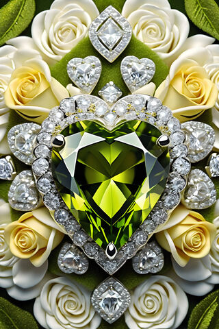 overly Green Hea=t Shaped Brooch