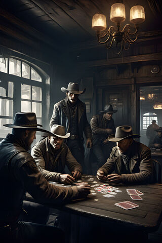 Playing Cards In A Saloon