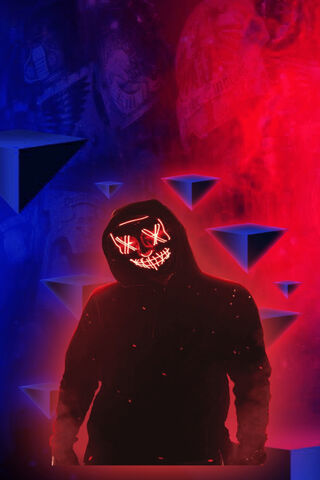 Neon Masked Figure