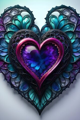 Purple, Burgundy, Blue, Teal, Black and More 3D Heart and Lacework