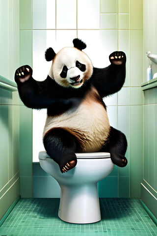 Panda Dancing On The Toilet
