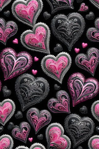 Pink and Black Hearts