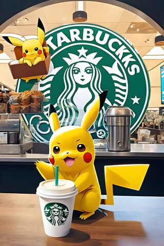 Pikachu and Starbucks