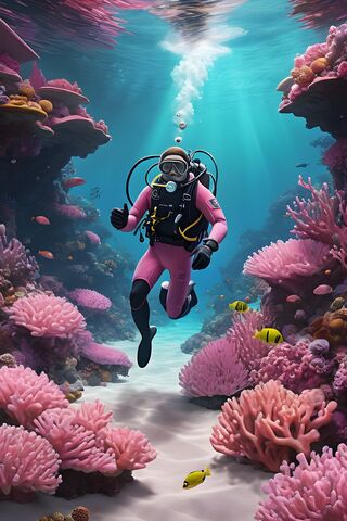 Powder Pink Ocean Floor Diver Diving