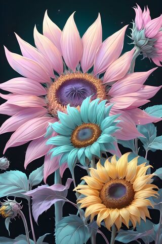 Pastel Sunflowers