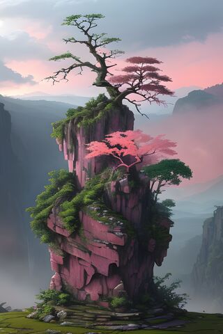Serene Mountain Oasis 🌸🏞️