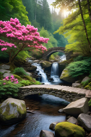 Peaceful Place Near Waterfall
