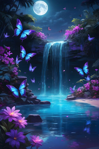 Purple Flowers and Butterflies