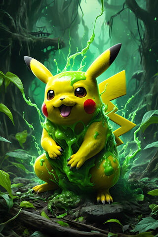 Pikachu With Green Slime