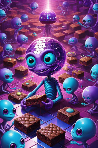 Purple Aliens, Eating Brownies