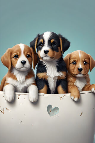 Adorable Puppy Trio 🐶❤️