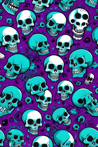 Purple and Teal Punk Skulls