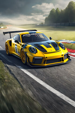 Porsche 911 Gtr On A Race Track